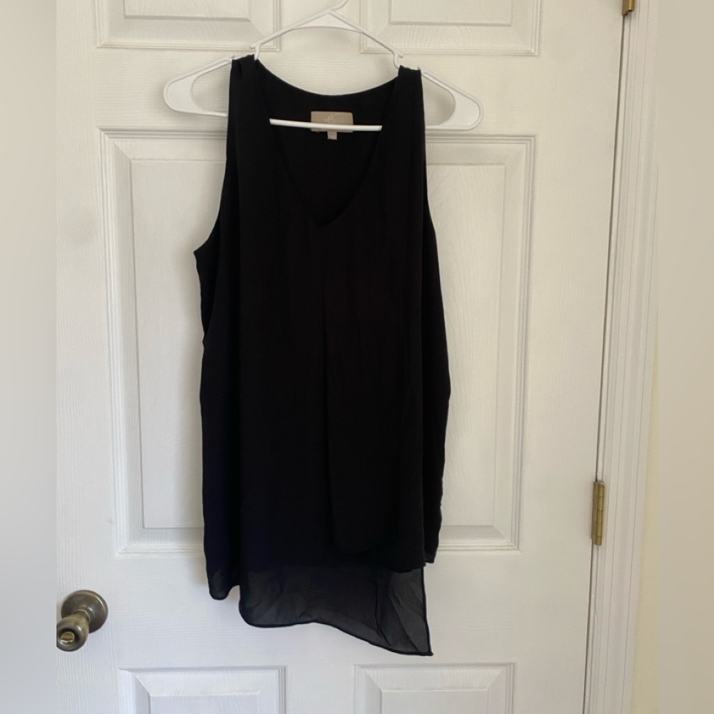 Joan Vass Black V-Neck Tank Top